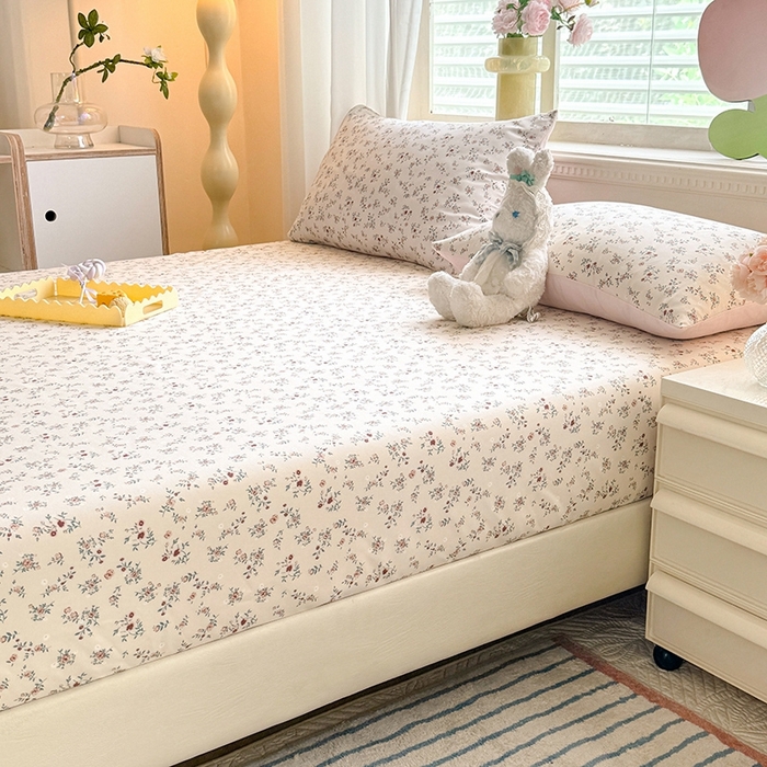 91家纺网 家纺一手货源 找家纺 妖妖家纺 2024新款超柔软糯亲肤水洗棉单床笠 后花园