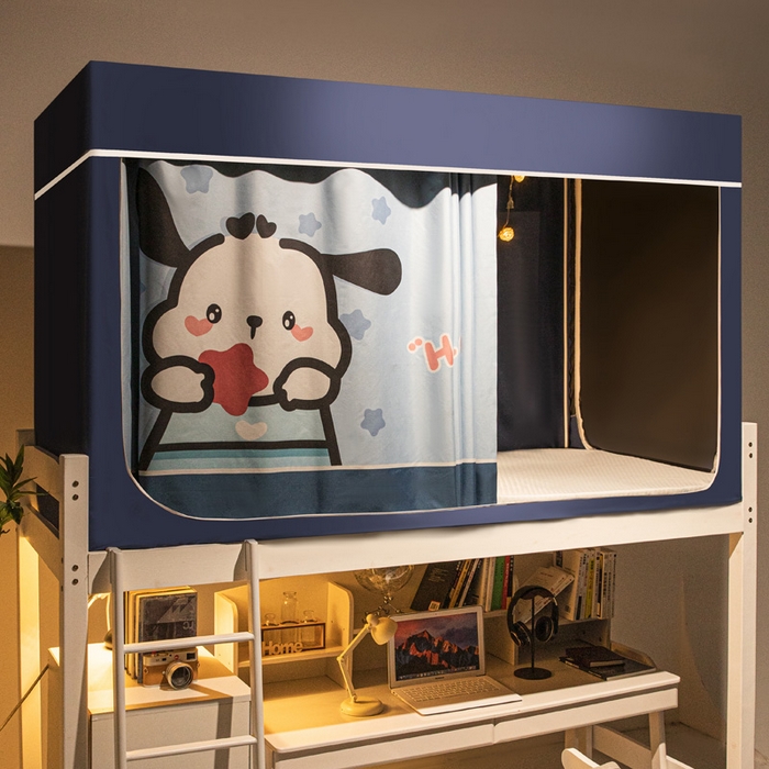 91家纺网 家纺一手货源 找家纺 宅部落 2024新款学生床帘宿舍上下铺床帘式印花强遮光学生蚊帐 悠哉狗狗