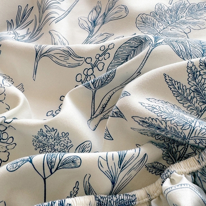 91家纺网 家纺一手货源 找家纺 妖妖家纺 2024新款超柔软糯亲肤水洗棉单床笠 兰花草