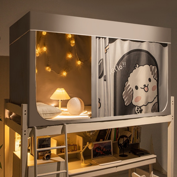 91家纺网 家纺一手货源 找家纺 宅部落 2024新款学生床帘宿舍上下铺床帘式印花强遮光学生蚊帐 呆萌狗