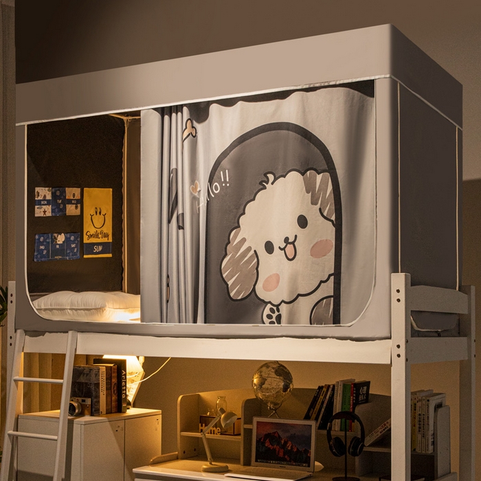 91家纺网 家纺一手货源 找家纺 宅部落 2024新款学生床帘宿舍上下铺床帘式印花强遮光学生蚊帐 呆萌狗