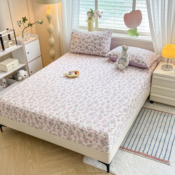 91家纺网 家纺一手货源 找家纺 妖妖家纺 2024新款超柔软糯亲肤水洗棉单床笠 尽相思