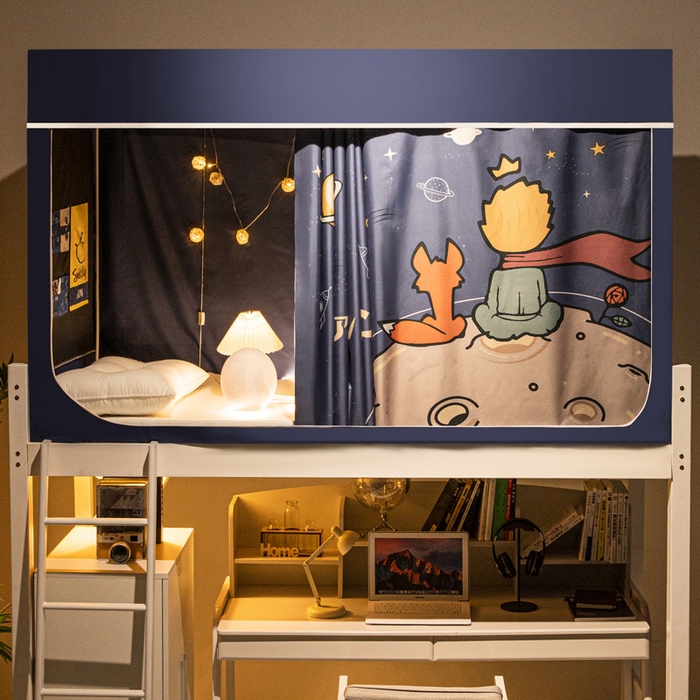 91家纺网 家纺一手货源 找家纺 宅部落 2024新款学生床帘宿舍上下铺床帘式印花强遮光学生蚊帐 望星空