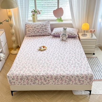 91家纺网 家纺一手货源 找家纺 妖妖家纺 2024新款超柔软糯亲肤水洗棉单床笠 尽相思