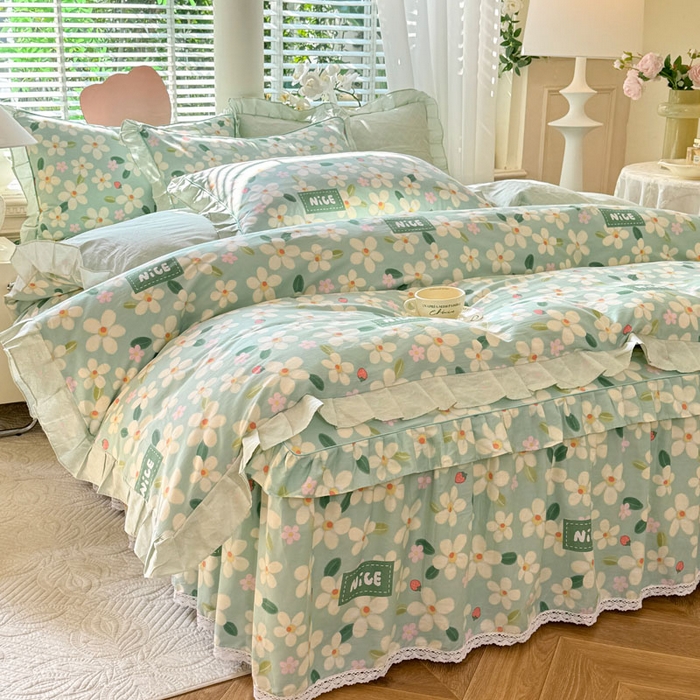 91家纺网 家纺一手货源 找家纺 （总）美达家纺 2025新款全棉韩版床单款床裙款四件套