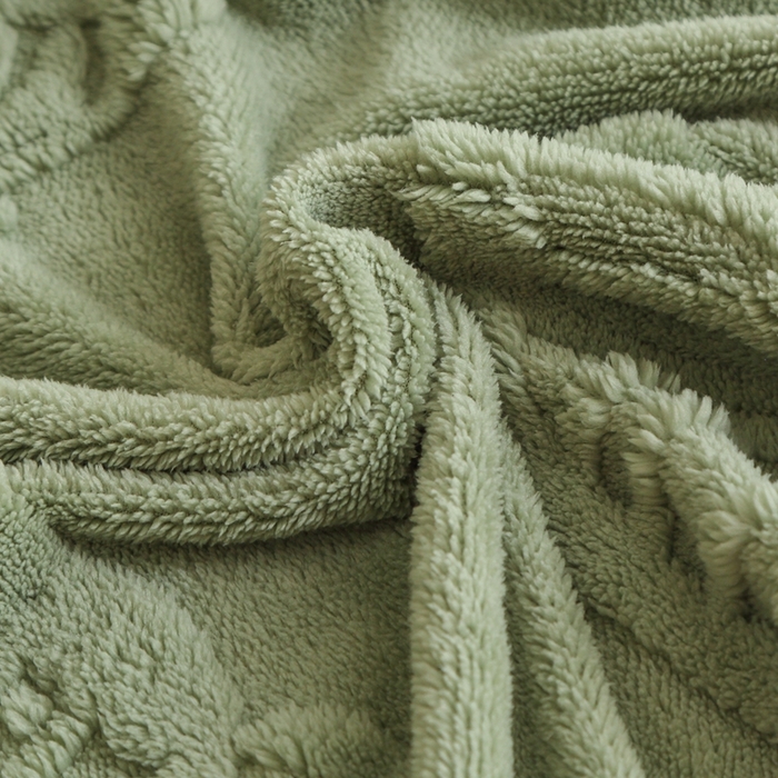 91家纺网 家纺一手货源 找家纺 芸锦豪 2024新款蝴蝶提花毛毯卷边款 蝴蝶提花卷边款-抹茶绿