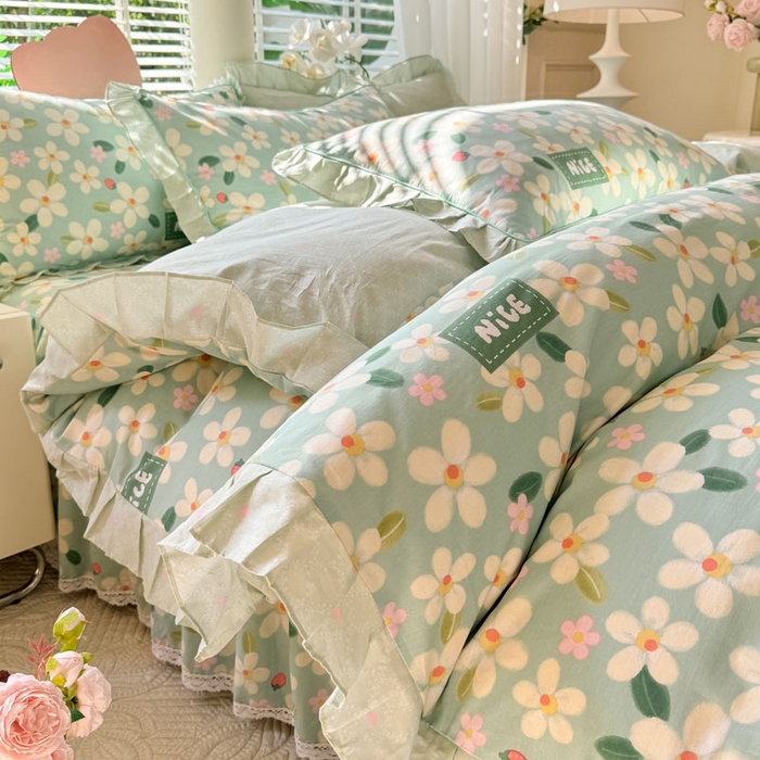 91家纺网 家纺一手货源 找家纺 （总）美达家纺 2025新款全棉韩版床单款床裙款四件套