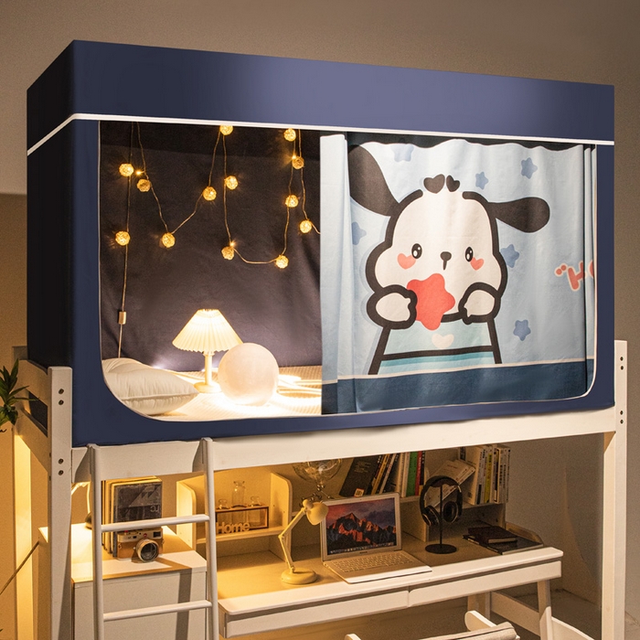 91家纺网 家纺一手货源 找家纺 宅部落 2024新款学生床帘宿舍上下铺床帘式印花强遮光学生蚊帐 悠哉狗狗