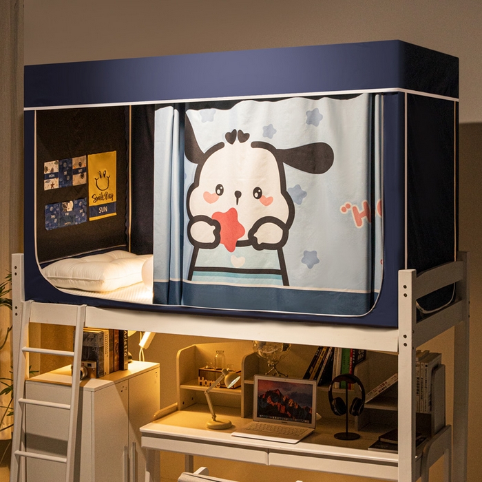 91家纺网 家纺一手货源 找家纺 宅部落 2024新款学生床帘宿舍上下铺床帘式印花强遮光学生蚊帐 悠哉狗狗