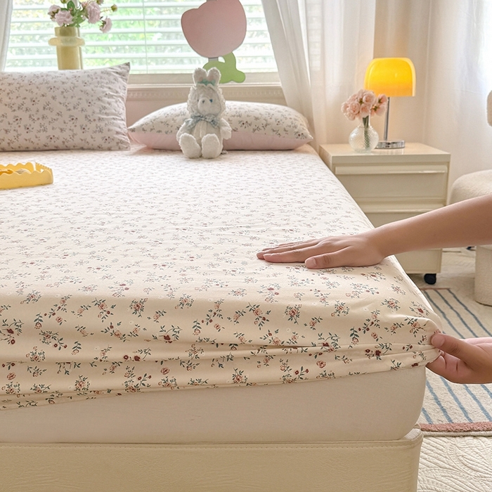 91家纺网 家纺一手货源 找家纺 妖妖家纺 2024新款超柔软糯亲肤水洗棉单床笠 后花园