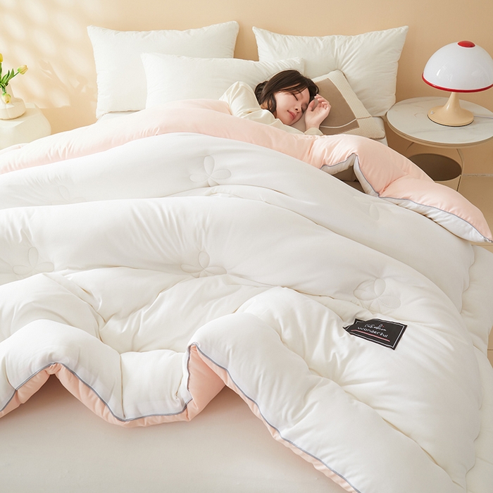 91家纺网 家纺一手货源 找家纺 瑶瑶家居床垫 2024年新款母婴级大豆纤维双拼被 双拼白玉