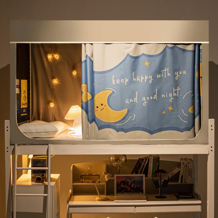 91家纺网 家纺一手货源 找家纺 宅部落 2024新款学生床帘宿舍上下铺床帘式印花强遮光学生蚊帐 晚安