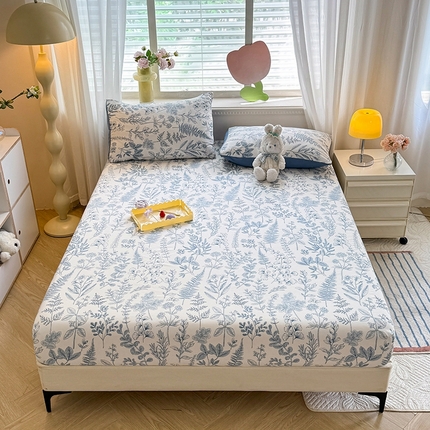 妖妖家纺 2024新款超柔软糯亲肤水洗棉单床笠 兰花草