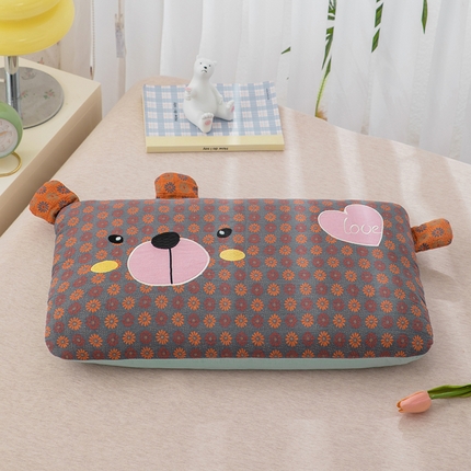 91家纺网 家纺一手货源 找家纺 （总）织布人 2024新款荞麦枕儿童学生卡通全棉双层纱富贵熊荞麦枕头枕芯