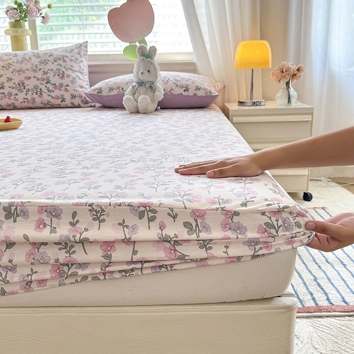 91家纺网 家纺一手货源 找家纺 妖妖家纺 2024新款超柔软糯亲肤水洗棉单床笠 尽相思