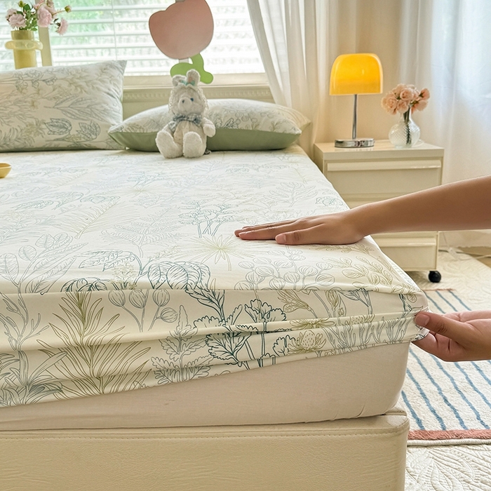 91家纺网 家纺一手货源 找家纺 妖妖家纺 2024新款超柔软糯亲肤水洗棉单床笠 热带雨林