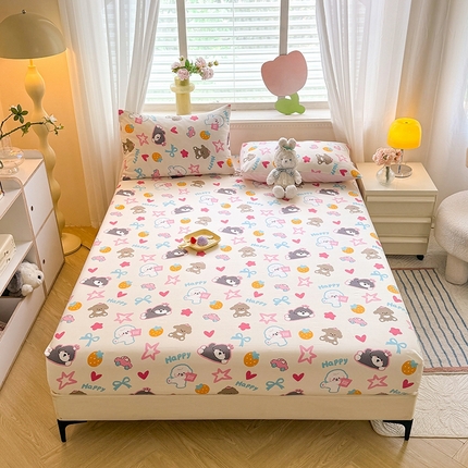 妖妖家纺 2024新款超柔软糯亲肤水洗棉单床笠 狗狗派对