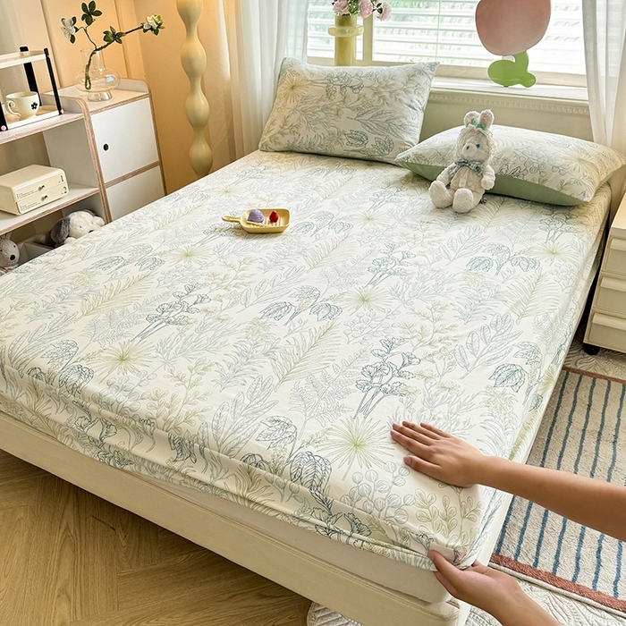 91家纺网 家纺一手货源 找家纺 妖妖家纺 2024新款超柔软糯亲肤水洗棉单床笠 热带雨林