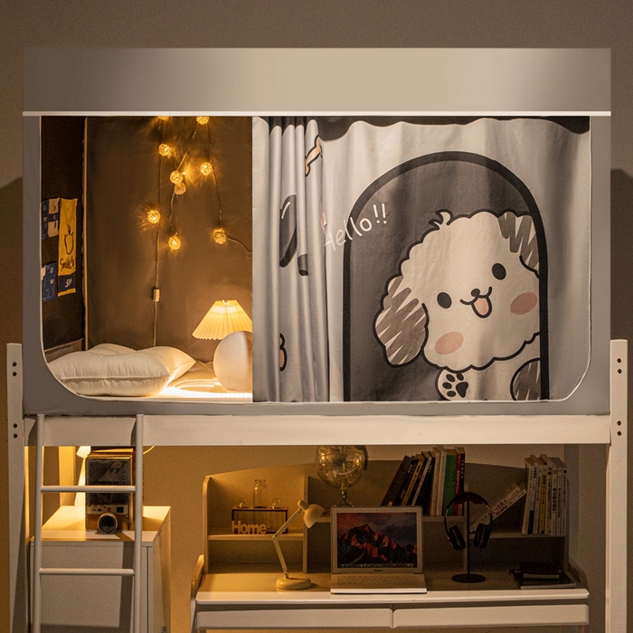 91家纺网 家纺一手货源 找家纺 宅部落 2024新款学生床帘宿舍上下铺床帘式印花强遮光学生蚊帐 呆萌狗