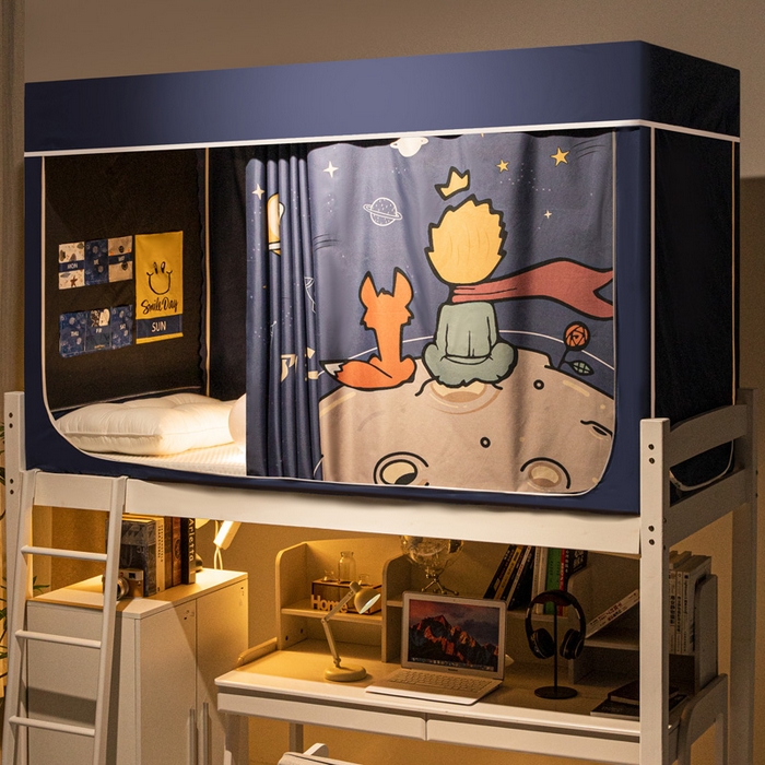 91家纺网 家纺一手货源 找家纺 宅部落 2024新款学生床帘宿舍上下铺床帘式印花强遮光学生蚊帐 望星空