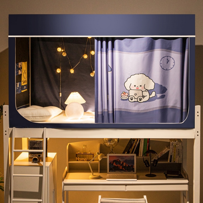 91家纺网 家纺一手货源 找家纺 宅部落 2024新款学生床帘宿舍上下铺床帘式印花强遮光学生蚊帐 hello，小狗