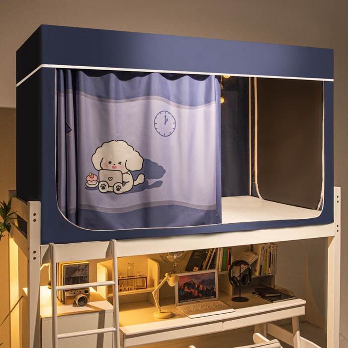 91家纺网 家纺一手货源 找家纺 宅部落 2024新款学生床帘宿舍上下铺床帘式印花强遮光学生蚊帐 hello，小狗