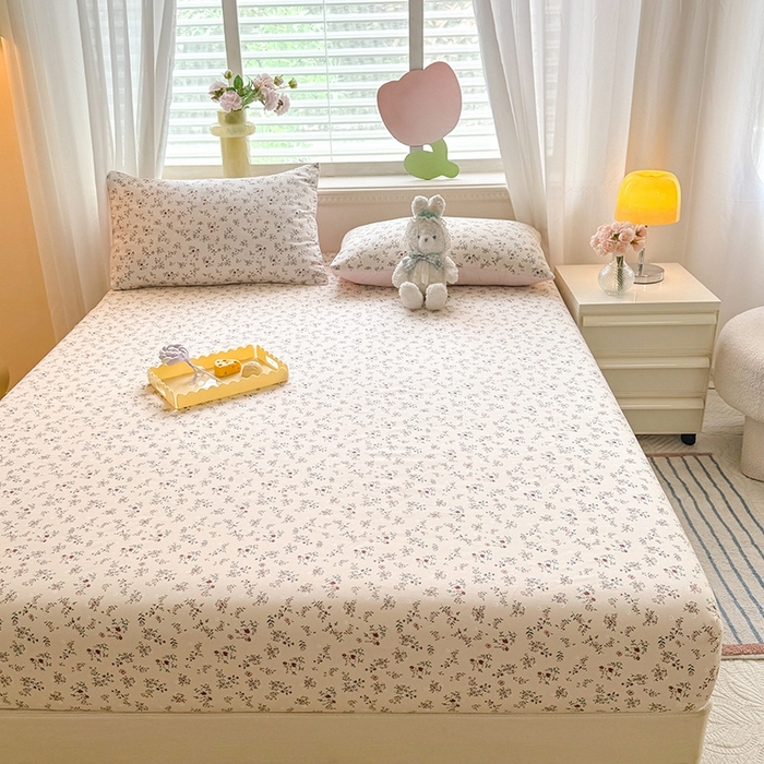 91家纺网 家纺一手货源 找家纺 妖妖家纺 2024新款超柔软糯亲肤水洗棉单床笠 后花园