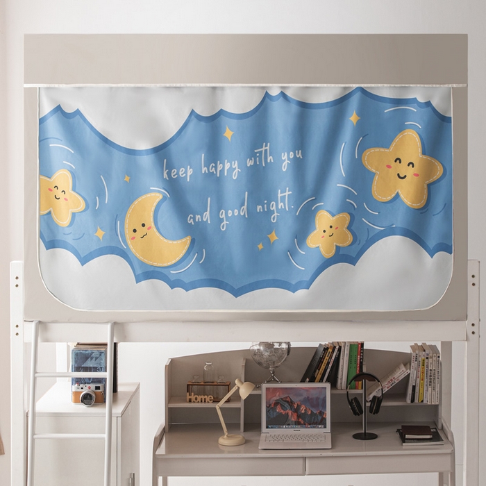 91家纺网 家纺一手货源 找家纺 宅部落 2024新款学生床帘宿舍上下铺床帘式印花强遮光学生蚊帐 晚安