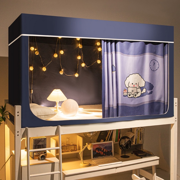 91家纺网 家纺一手货源 找家纺 宅部落 2024新款学生床帘宿舍上下铺床帘式印花强遮光学生蚊帐 hello，小狗