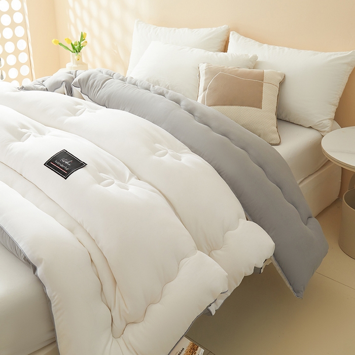 91家纺网 家纺一手货源 找家纺 瑶瑶家居床垫 2024年新款母婴级大豆纤维双拼被 双拼白灰