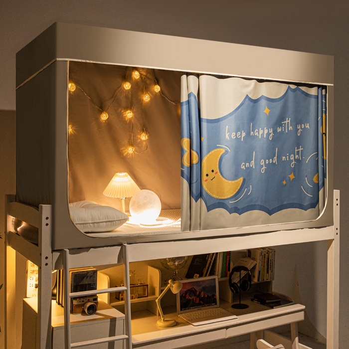 91家纺网 家纺一手货源 找家纺 宅部落 2024新款学生床帘宿舍上下铺床帘式印花强遮光学生蚊帐 晚安