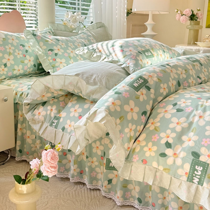 91家纺网 家纺一手货源 找家纺 （总）美达家纺 2025新款全棉韩版床单款床裙款四件套