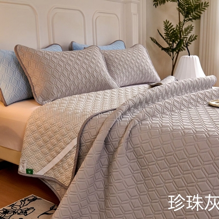 91家纺网 家纺一手货源 找家纺 玖玖爱家纺 2024爆品新款黑科技凉感高分子有机硅胶软凉席 珍珠灰