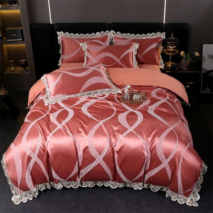 91家纺网 家纺一手货源 找家纺 （总）提花大世界 2025新款全棉贡缎水溶天丝提花四件套-风格一