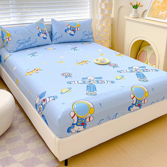 91家纺网 家纺一手货源 找家纺 金鑫汇家纺 2024新款全棉卡通印花单品床笠系列 宇宙奥秘