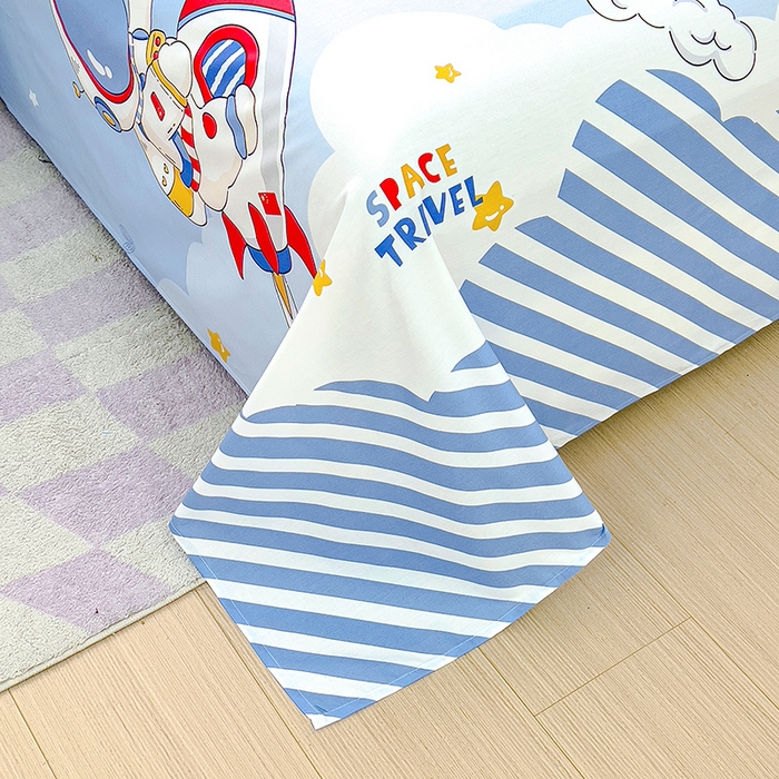 91家纺网 家纺一手货源 找家纺 金鑫汇家纺 2024新款全棉卡通印花单品床单 冲上云霄