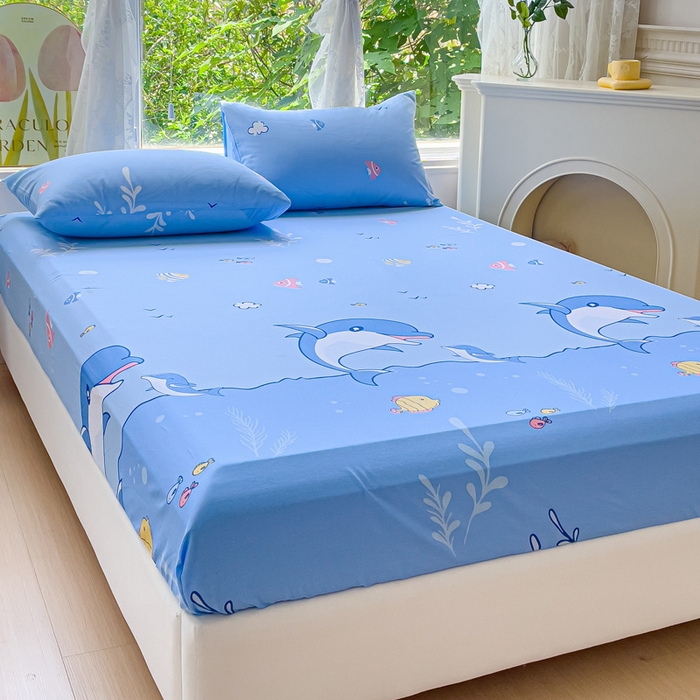 91家纺网 家纺一手货源 找家纺 金鑫汇家纺 2024新款全棉卡通印花单品床笠系列 海洋世界