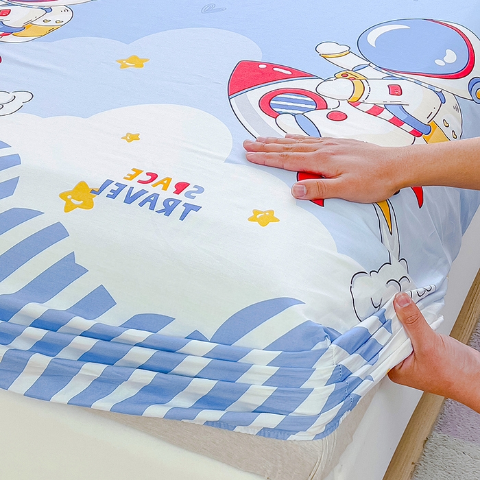 91家纺网 家纺一手货源 找家纺 金鑫汇家纺 2024新款全棉卡通印花单品床笠系列 冲上云霄