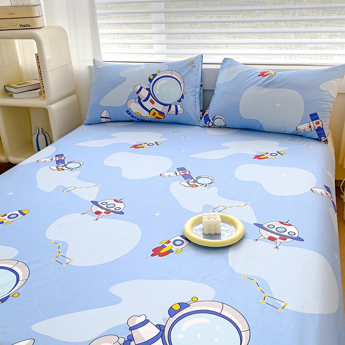 91家纺网 家纺一手货源 找家纺 金鑫汇家纺 2024新款全棉卡通印花单品床单 星际穿越