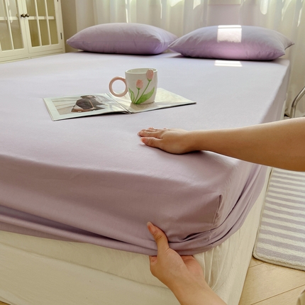 91家纺网 家纺一手货源 找家纺 2025新款全棉纯色单品系列-床笠 紫色