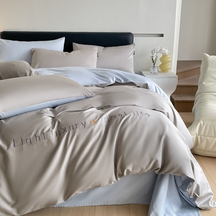 91家纺网 家纺一手货源 找家纺 （总）优棉坊全棉馆2024新款高支高密长绒棉全棉贡缎绣花四件套-慕歌系列（提供买家秀）