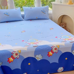 91家纺网 家纺一手货源 找家纺 金鑫汇家纺 2024新款全棉卡通印花单品床单 翱翔太空