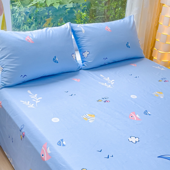 91家纺网 家纺一手货源 找家纺 金鑫汇家纺 2024新款全棉卡通印花单品床单 海洋世界