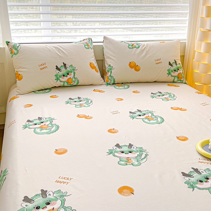 91家纺网 家纺一手货源 找家纺 金鑫汇家纺 2024新款全棉卡通印花单品床单 小青龙