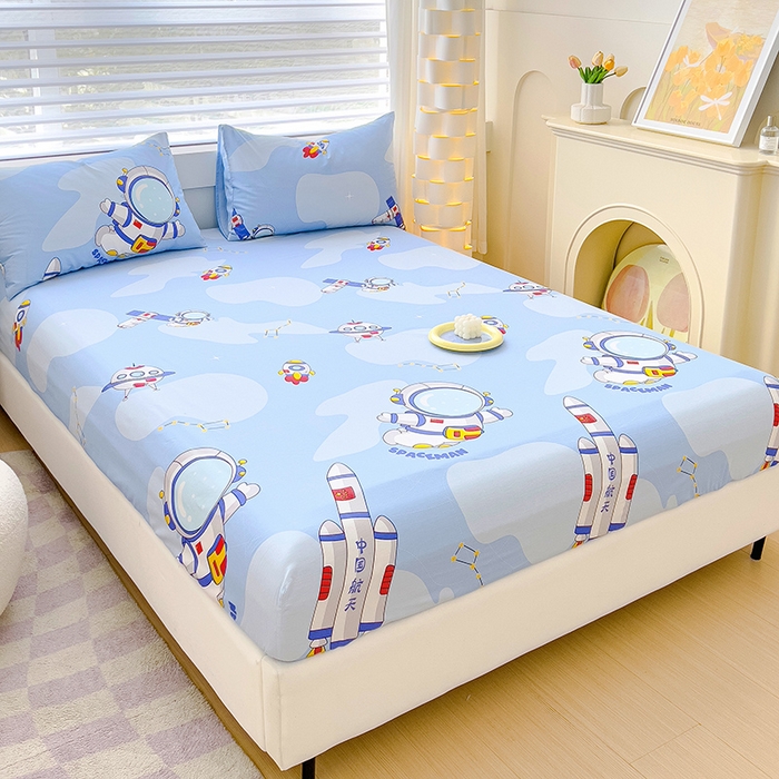 91家纺网 家纺一手货源 找家纺 金鑫汇家纺 2024新款全棉卡通印花单品床笠系列 星际穿越