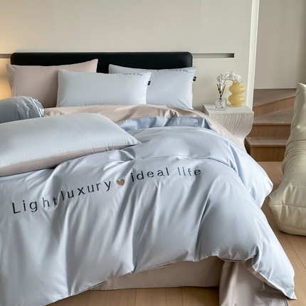 91家纺网 家纺一手货源 找家纺 （总）优棉坊全棉馆2024新款高支高密长绒棉全棉贡缎绣花四件套-慕歌系列（提供买家秀）