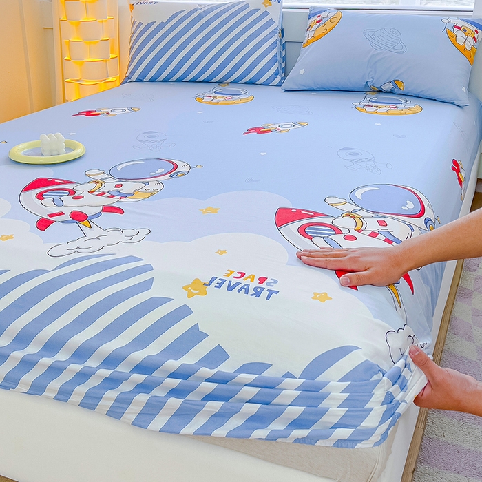 91家纺网 家纺一手货源 找家纺 金鑫汇家纺 2024新款全棉卡通印花单品床笠系列 冲上云霄