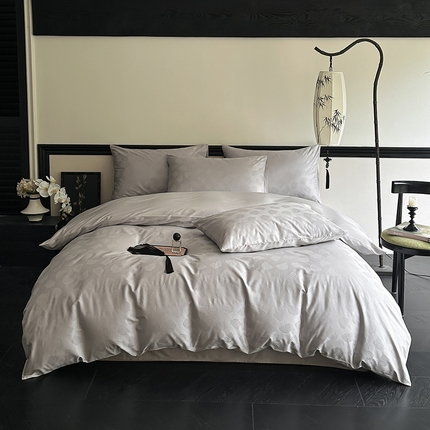 91家纺网 家纺一手货源 找家纺 宜代光年 2024新款60s丝光全棉提花四件套 南瓜-太空灰