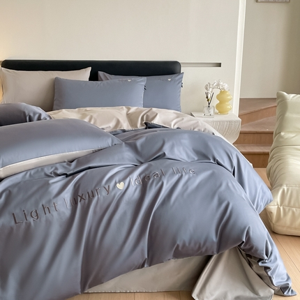 91家纺网 家纺一手货源 找家纺 （总）优棉坊全棉馆2024新款高支高密长绒棉全棉贡缎绣花四件套-慕歌系列（提供买家秀）