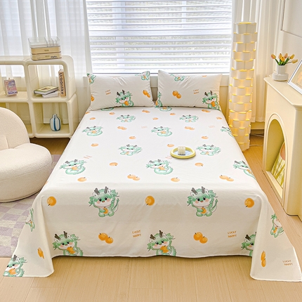 91家纺网 家纺一手货源 找家纺 金鑫汇家纺 2024新款全棉卡通印花单品床单 小青龙